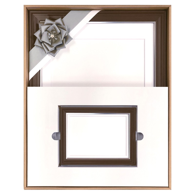 葬儀額 極モダン寸巾(ブラウン／シルバー-四切+手札)